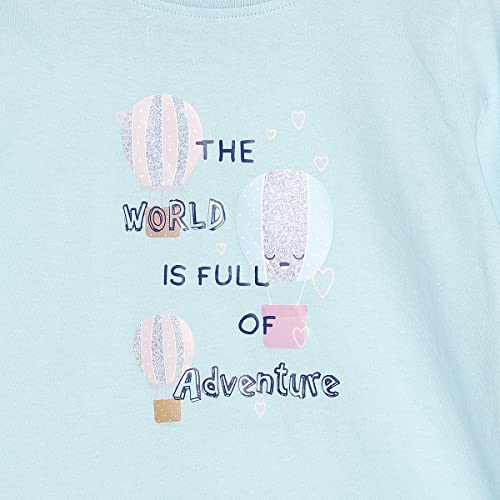 Image of miniklub Girls Green & Blue Pure Cotton Print Top