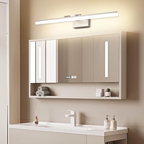 Image of SOLFART 39.4 Inch 5 Color Temperature Dimmable Brushed Nickel Bathroom Light Fixture Vanity Light Over Mirror Modern Bathroom Lights Over Mirror 5CCT