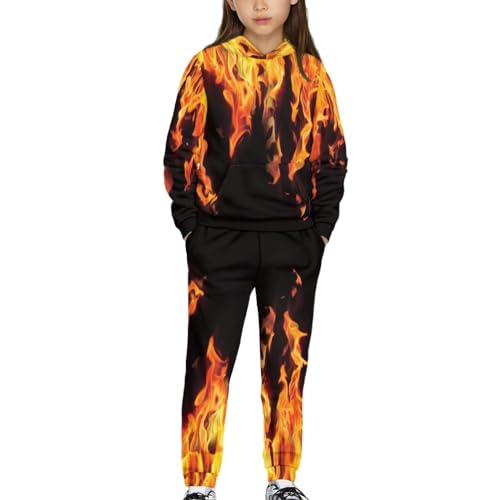 FUSURIRE Kids 2 Pieces Outfits Long Sleeve Sweatshirt and Sweatpant Set Active Pullover Hoodie Jogger Pant for 4-16 Y