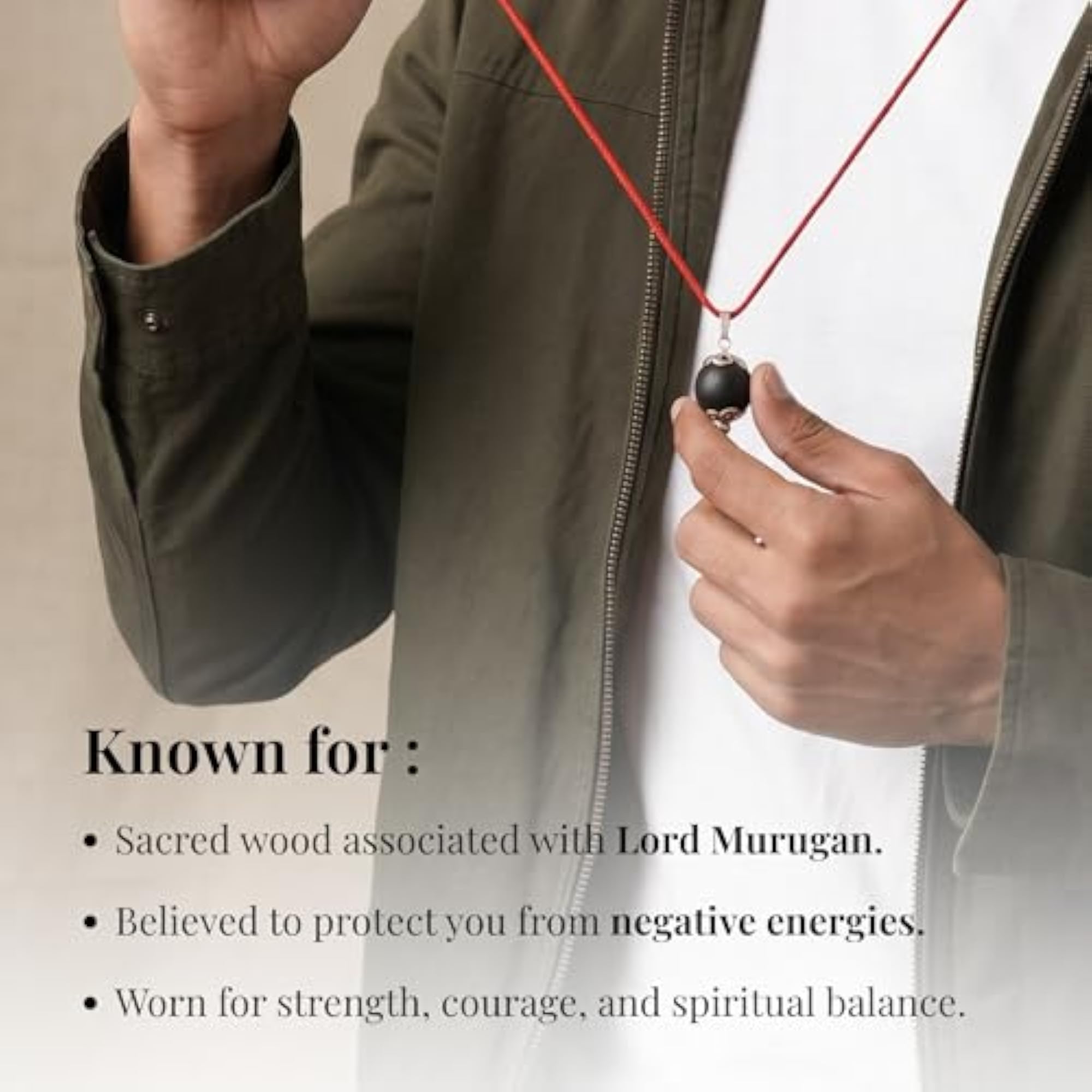 Original Karungali Pendant Necklace with Ebony Wood Bead