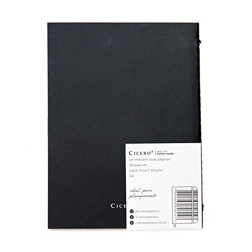 Planner Revista Clássica Mensal A6 Preto, Cicero, 6047, Preto, 4, 1X5, 8