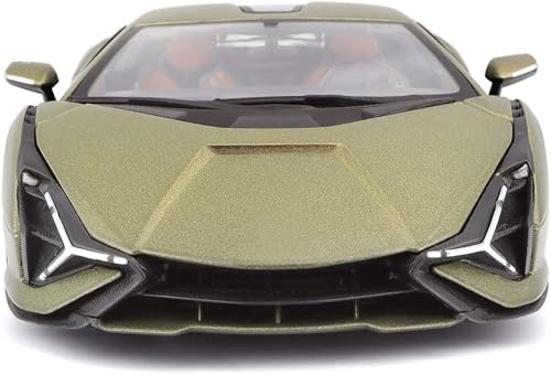 Image of 1 /24 Big Lamborghini SIAN Toy Car Metal Pull Back Diecast Car with Openable Door and Sound Light, Gifts Toys for Kids (Army Green)