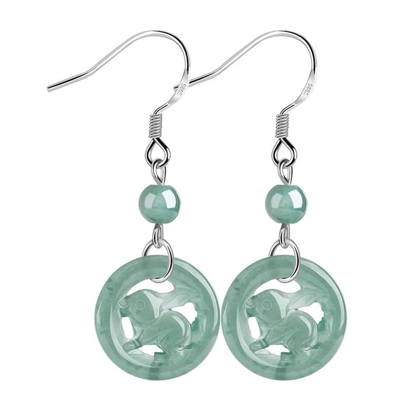 Boucles d'oreilles en pierre bleue verte anti-allergie, argent 925 et jade pur