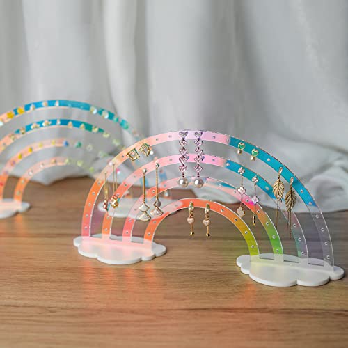 NiHome Iridescent Earrings Holder 74 Holes Display Rainbow Ear Studs Jewelry Show Rack Stand Organizer for Girl Women - Clear Acrylic Plastic by NiHome - Used condition - Image 7
