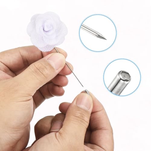 Image of PATIKIL Flower Boutonnieres Pin, Handmade Camellia Lapel Pin for Men Women Suit Wedding Graduation Anniversary Brooch Outfit Accessories