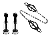 Nippel Sucker, Sexspielzeug für Paare extrem sex,Brust Stimulation Set mit 2 stk Nippelsauger + Nippelklemmen Kette,Brustwarzen Stimulator Frau,BDSM Spielzeug Extrem für Frau Mann Paare