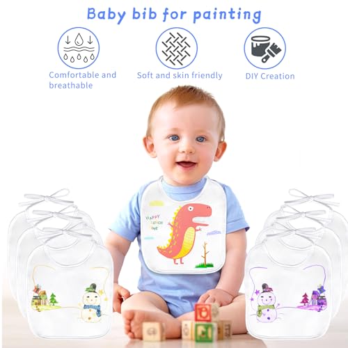 GOLDGE Dazzle at Baby Showers with a 44-piece DIY Bib Decorating Kit. 24 Bibs, 6 Stencils, 14 Markers (24 Bibs)2