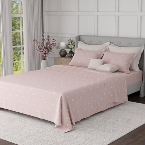 Image of BOUTIQUE LIVING Luxe Loom Blooming Dales 100% Cotton 600 TC Pink Floral King Bedding Set