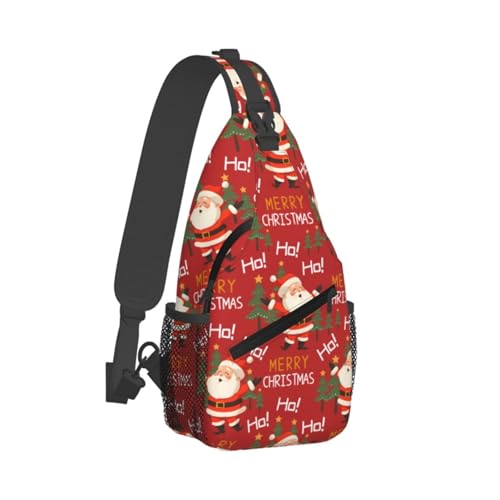 Santa Backpack Christmas Crossbody Sling Bag Shoulder Bag Chest Bags Forest Santa Claus Sport Daypack For Men Women2