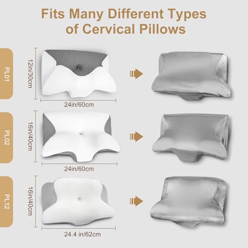HOMCA Satin Pillowcase for Cervical Neck Pillow, 24.8x18, Dark Grey by HOMCA - Used condition - Image 3
