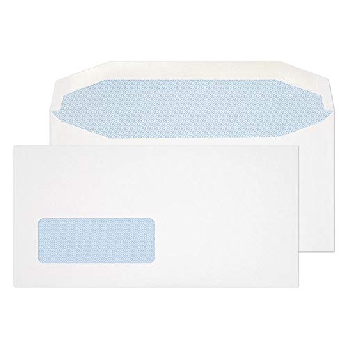 Blake Purely Everyday DL 110 x 220 mm 110 gsm Gummed Mailer Low Window Envelopes (8702) White - Pack of 1000