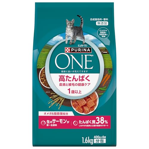 ピュリナワン キャットフード ドライ 高たんぱく 皮膚と被毛の健康ケア サーモン 1.6ｋｇ