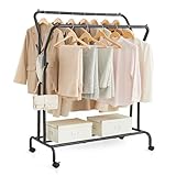 SONGMICS Portant à Vêtements avec roulettes, Double Barre, Porte-Manteau, en Acier, Char...