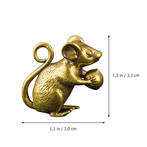 Toyandona Brass Mouse Figurine Mini Lucky Rat Statue Chinese Zodiac Pendants Charms Feng Shui Sculpture For Wealth Amulet Home Decorations #TOP1