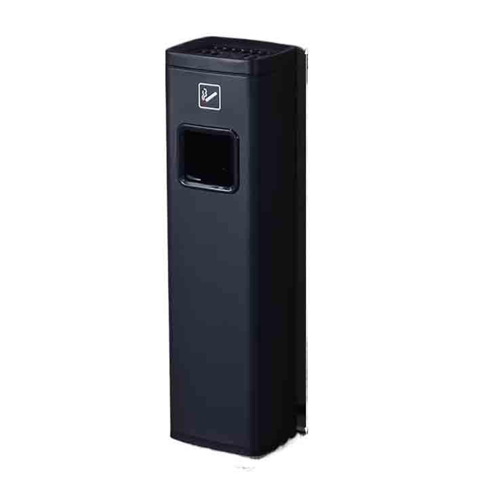Waste Bins Hotel Stainless Steel Trash Can With Ashtray Vertical Elevator Entrance Lobby Corridor(Black)