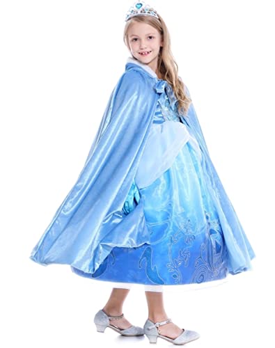 Costume Bay Velvet Cloak Hooded Cape Princess Costume Book Week Halloween (Blue, M)