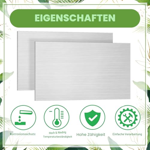 ADERTOS 2 Stk Aluplatten 30 * 20cm Aluminiumblech Alublech 2mm Aluminium Platte Blech Silber Metallplatte mit Schutzfolie Stanzbleche Übungsplatte für Modellbau Messebau DIY Projektieren Basteln
