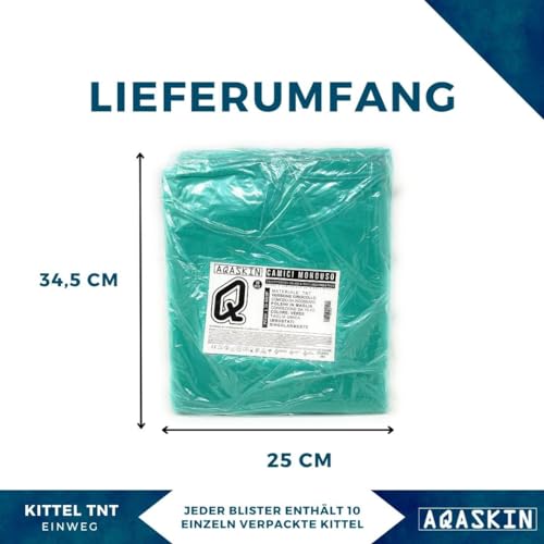 TNT Einwegkittel 30g/qm, Professionelle Einwegkittel mit Bündchen aus reiner Baumwolle, für Heimwerker. Farbe: Grün - Blau - Weiß. Menge 10 Stück (Menge 10 Stück)