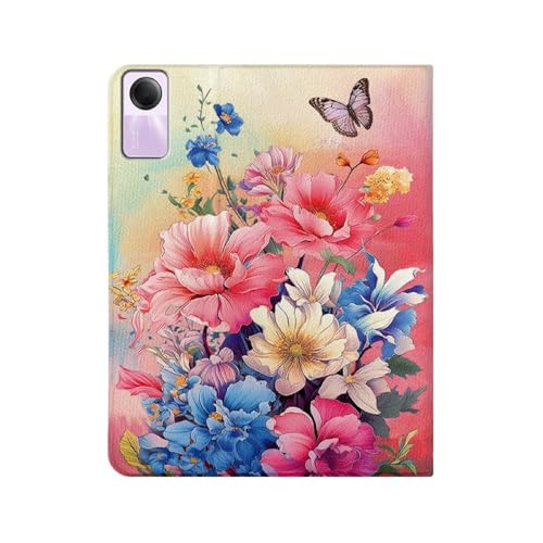 Coque Xiaomi Redmi Pad SE 4G 8.7 en cuir premium floral chic
