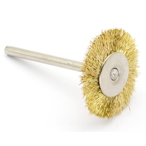 60-Piece Brass Wire Brush Set - Metal Rust Removal, Polishing, Cleaning - 1/8&Prime; (3mm) Shaft - Removes Burrs, Dust, and Oxide Layer - Handles Rough Surfaces - Rotary Tool Accessories