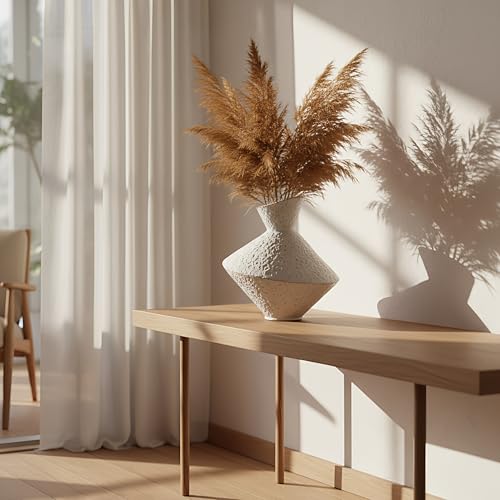 Cast Iron Decorative Vase, Dried Flower Rustic Vases, Wabi Sabi Vase for Modern Home Decor, Living Room, Shelf Decor, Enterway, Wedding, Office, Table, Bedroom, Kitchen, 8.86" H (White) by SECHUDO - Image 2