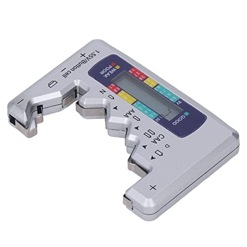 SIXRUN Tester Batteria Display LCD Digitale in Materiale ABS per Pile a Bottone 1,5 V 9 V AA AAA Misuratore di Tensione Portatile Compatto per Uso in Ufficio Domestico (SILVER)