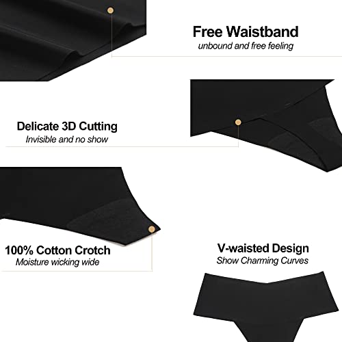 Jaywan Women Tummy Control Seamless Thong No Show Thongs Underwear High Waisted Thong Panties For Women 6 Pack S-Xl Black #TOP3