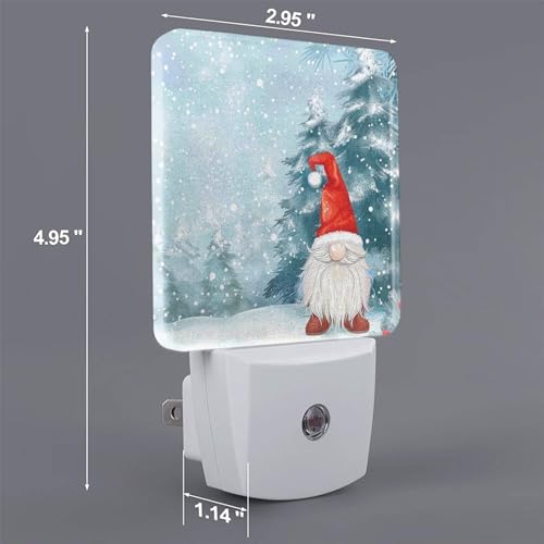 Image of Snow Gnome Trees Christmas LED Plug-in Night Lamp 2 Piece Set, Auto Sensor Nightlights Set of 2 for Bedroom Bathroom