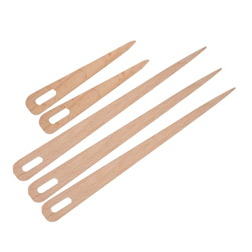 Yctze 5PCS DIY Wooden Big Eye Knitting Needles Tapestry Weaving Crafts Tools Toothbrush Needle for Rag Rug Making Nalbinding Weaving Needles Loom Yarn Tool Wooden Tapestry Amish Knot Rug - Image 2