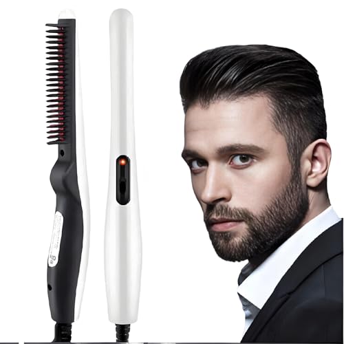 Sadodo Electric Hair Straightener for Men, Heated Beard Brush, Hair Comb for Medium to Long Hair/Beard Grooming, Gifts for Men Father,Women Styling Tool