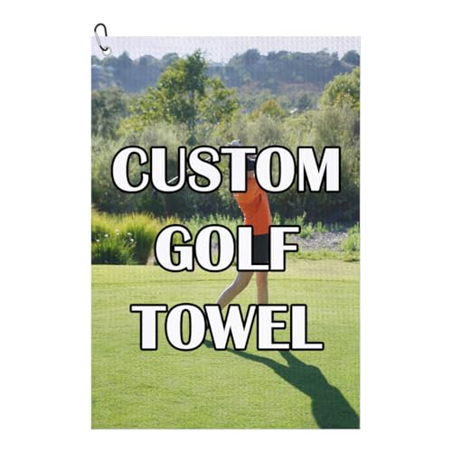 ArtCosy Personalized Bulk Golf Towels with Photo Customized Towel with Waffle Pattern Carabiner Clip for Men Women Custom Picture/Text/Name/Logo Printed & 2 Sides for Golfer Fans Lover 16