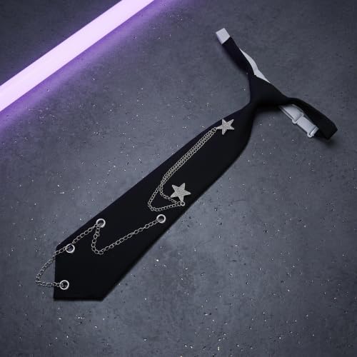 Corbata preanudada de diseño formal Kisangel con sutil cadena metálica 6
