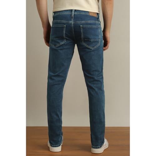 Image of Peter England Men Blue Mid Wash Jeans