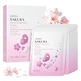 BeauBase Sakura Masque Hydratant Visage Nourrissants, 10 pièces Masques Tissus Hydratants, Coffret Soin Visage Skincare pour Femmes et Adolescents, Idéal pour Moment Spa et Soirées Cocooning