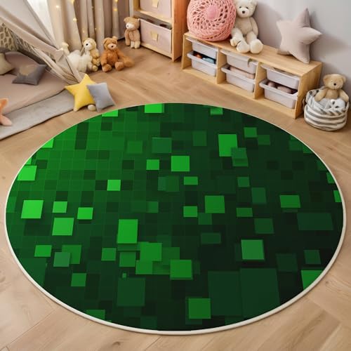 Alfombras redondas para salón y dormitorio tapete verde de 160cm 2