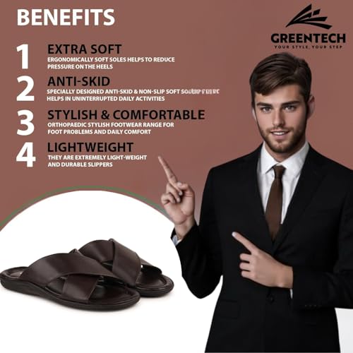 Image of Greentech's The Minimals Cross Strap Casual Sandals /Slippers for Men | Lightweight, Durable and Flexible Sandals | PU Double Strap I Cushioned Insole I Comfortable I