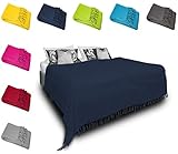 Größe: 220 x 240 cm one-home Tagesdecke Bettüberwurf 220x240 cm Sofa Überwurf Bettdecke Doppelbett Baumwolle, Farbe:Blau