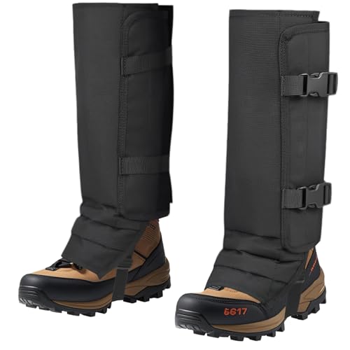SINHOWANG Snake Gaiters for Men Women, Balck Snake Bite Protective Gaiter Chaps Fit for Outdoor Hunting Hiking Farm Working Lawncare, Lightweight Waterproof Lower Legs Guards with Adjustable Size