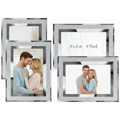 Queekay 4 Pack Glitter Picture Frames Cover