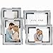 Queekay 4 Pack Glitter Picture Frame Silver 4 x 6 Inch Crystal Bling Mirror Picture Frame Wall Decor for Valentines Graduation Wedding Home Table