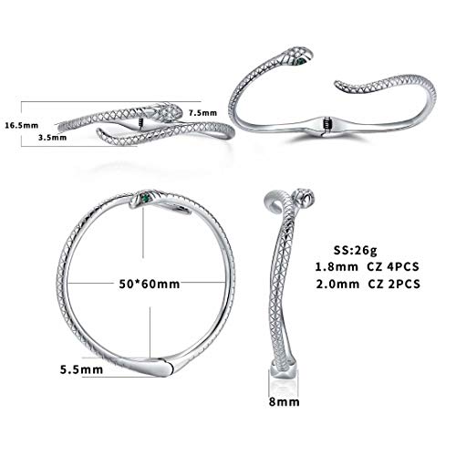 Presentski Snake Bracelet Sterling Silver Open Bangle Serpent Bracelet Vintage Silver Bracelet for Women3
