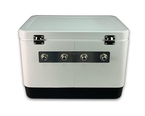 Miniatura 4 de Coldbreak Jockey Box, 4 grifos, entradas traseras, enfriador de acero con cinturón de 54 cuartos de galón, vástagos inoxidables, bobinas de 50 pies,