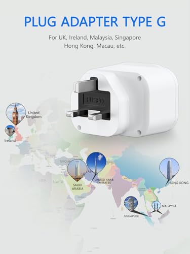 Adaptateur Prise UK LENCENT Type G avec Charge Rapide QC3.0 PD20W pour Voyage Angleterre