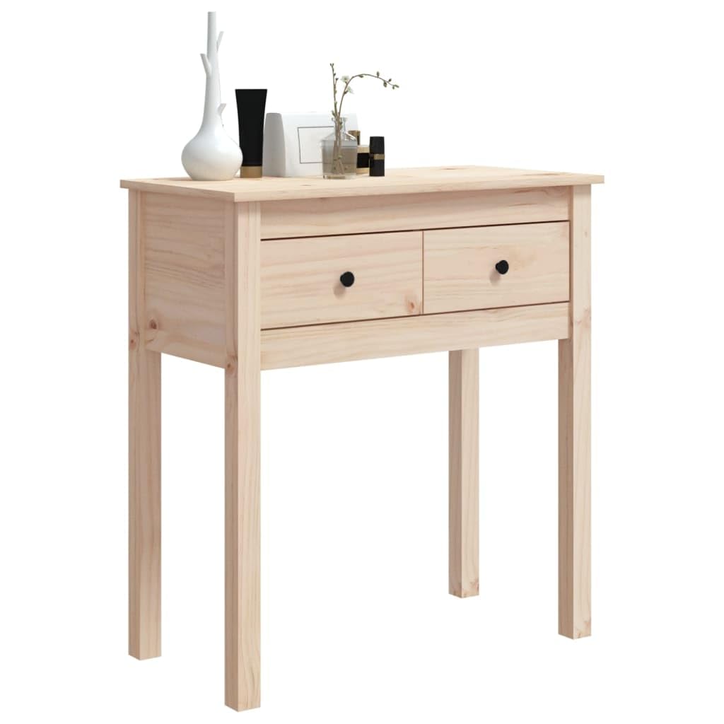 Tavolo consolle in legno di pino massiccio, 70 x 35 x 75 cm, con 2 cassetti, per soggiorno, camera da letto, corridoio e ufficio