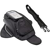 Ansimple バイク用 タンクバッグ ツーリングタンクバッグ マグネット式 追加マグネット付き 2WAY ショルダーバッグ 大容量 ブラック 脱落防止ベルト付き 追加マグネット付き