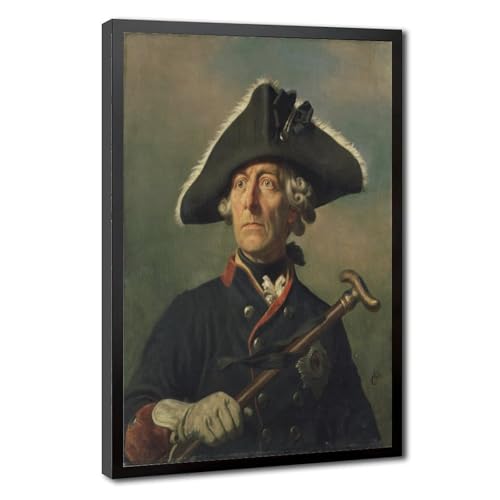 Portrait de Frédéric le Grand sur toile premium avec cadre de suspension élégant