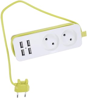 MERRYHAPY 4Piezas Regleta de Enchufes USB de Cargador de Corriente Multifuncional con Protección de Sobretensión Hogar y Oficina Verde