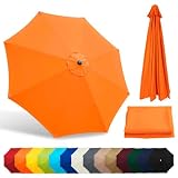 Generic 7.5ft 8.8ft 9.8ft Patio Umbrella Replacement Canopy 8 Ribs Umbrella Replacement Cloth UV 30+ Outdoor Market Table Yard Pool Garden Parasol Replacement Top Cover(Orange,230cm/7.5ft)