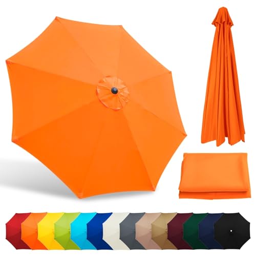 8 Streben Sonnenschirm Ersatzbezug 230cm 270cm 300cm Sonnenschirm Stoff UV Schutz Ampelschirm Bezug Windfest Regenschirm Baldachin für Garten Outdoor Markt Tisch Strand Schirm(Orange,300cm/9.8ft)