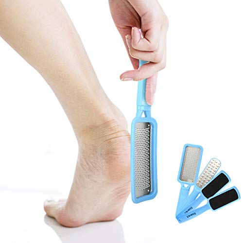 Foot Scrubber Foot File Callus Remover, ESARORA 4 PACK Pedicure Tools Foot Care Pedicure to Remove Hard Skin - 2 X Stainless Steel, 2 X Plastic